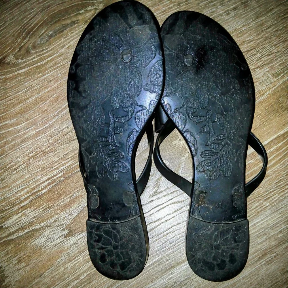 Charlie Paige Black Bow Jelly Flip Flop Sandals Size 10